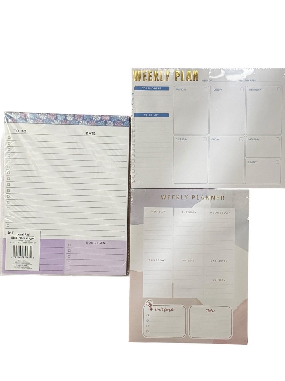 Bundle of 3 Weekly Undated Planner & To-Do List Pads NWT